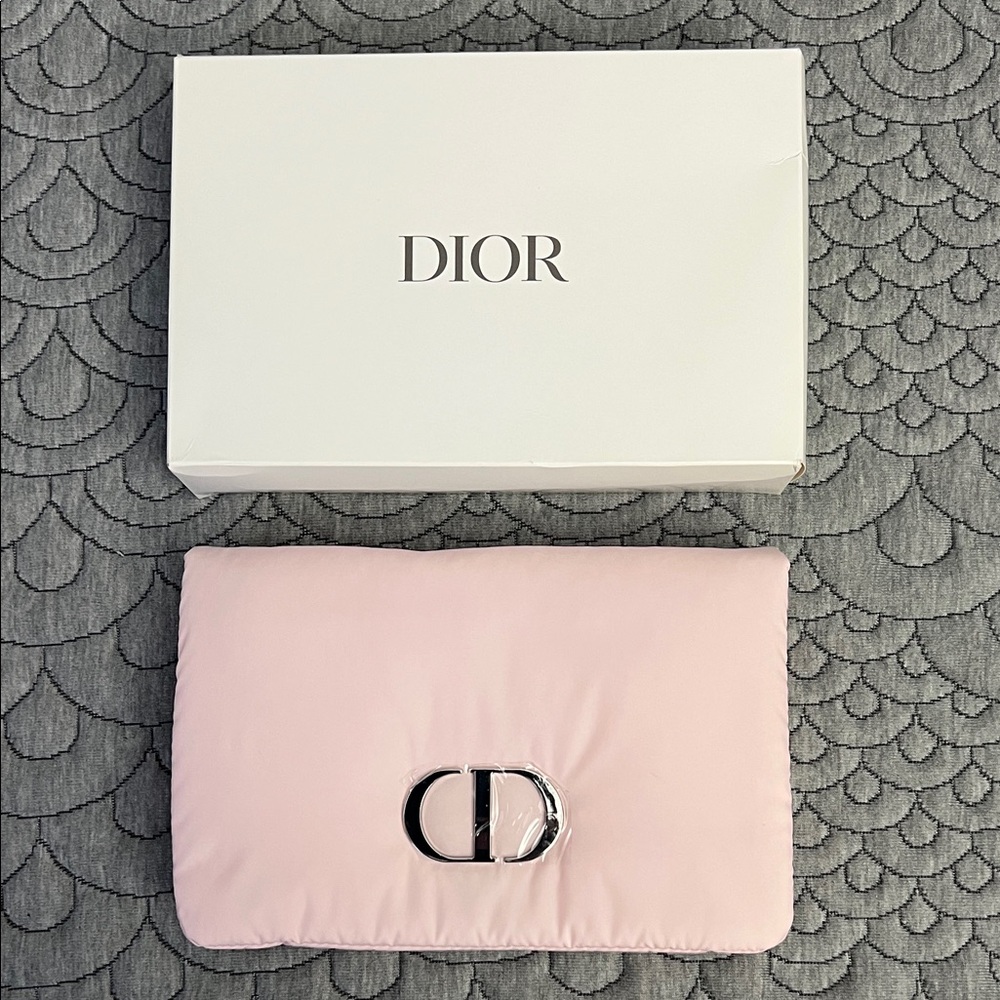 Dior Soft Pink Clutch with Silver Logo